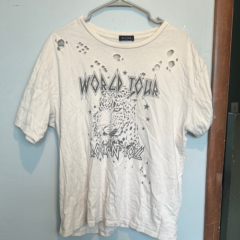 White Distressed Graphic T-Shirt